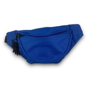 Fanny Pack Belt Waist Bag Pouch Unisex 3 Pocket Zippered Blue Fabric Pre Owned